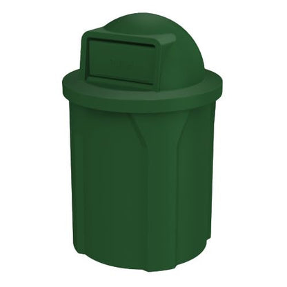 42 Gallon Circle 100% Recycled Plastic Heavy Duty Outdoor Commercial Trash Can with Push Open Dome Lid and Internal Liner | Great for Schools and Businesses - Green Granite