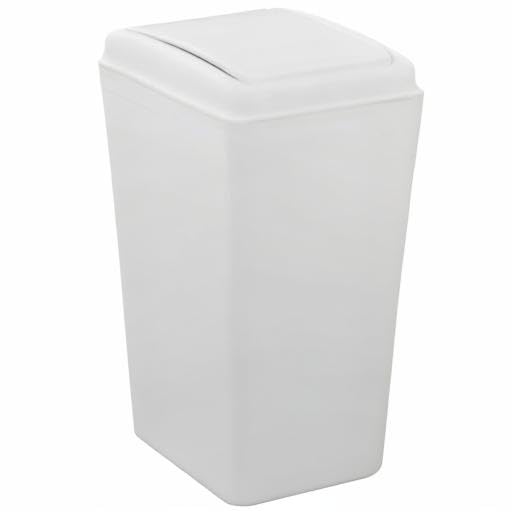 4.2 Gallon Plastic Swing Lid Trash Can, Small Garbage Can with Swing Top Lid, White