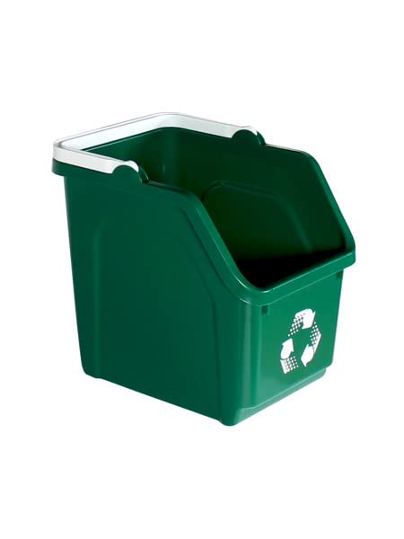 6 Gallon Stackable Recycling Bins for Homes, Garages, Offices Made of 100% Recycled Plastic - (Green, 1 Pack)