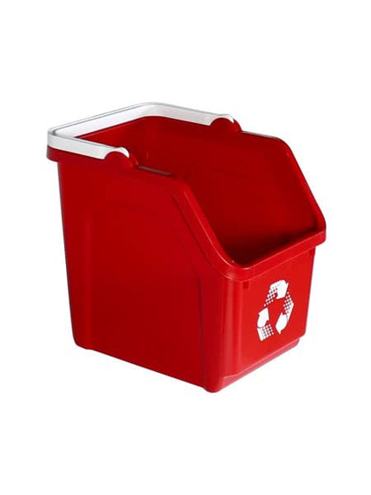 6 Gallon Stackable Recycling Bins for Homes, Garages, Offices Made of 100% Recycled Plastic - (Red, 1 Pack)