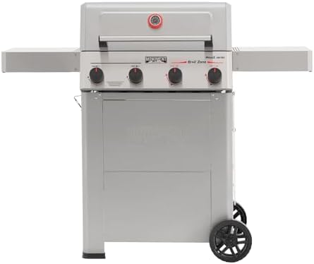 Monument Grills 4 Burner Propane Gas Grill with Advanced Broil Zone, Stainless Steel Outdoor Mesa 2 Barbecue Grill, Foldable Side Shelves, 500°F in 5 Mins, Fast Assembly, Mesa II 410FBZ