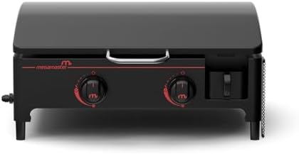Megamaster Tabletop 2 Burner Gas Griddle Portable Grill with Built-In Lid