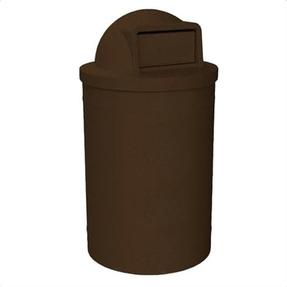 55 Gallon Circle 100% Recycled Plastic Heavy Duty Outdoor Trash Can with Push Open Dome Lid and Internal Liner - Brown Granite