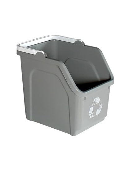 6 Gallon Stackable Recycling Bins for Homes, Garages, Offices Made of 100% Recycled Plastic - (Grey, 20 Pack)