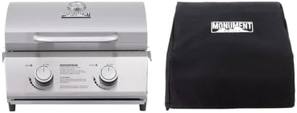 Monument Grills Tabletop Propane Gas Grill for Outdoor Portable Camping Cooking with BBQ Cover(2 items)