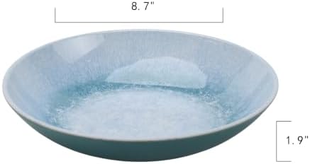 12-Piece Blue Bamboo Melamine Tableware Set, Service For 4, Lightweight Break-Resistant Dinnerware With Plates & Bowls, Dishwasher Safe For Family Meals, Picnics, Camping And RV Use
