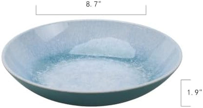 12-Piece Blue Bamboo Melamine Tableware Set, Service For 4, Lightweight Break-Resistant Dinnerware With Plates & Bowls, Dishwasher Safe For Family Meals, Picnics, Camping And RV Use