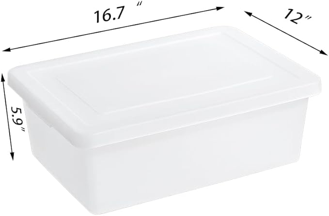 15 Quart Stackable Plastic Storage Bins with Lids,Container to Organize Shoes and Crafts on Closet Shelves,Garage, Totes, Tubs Boxes Organizing 4 Pack (4L)