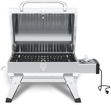 GrillPro 201119 GrillPro Table Top Portable Electric Grill in Stainless Steel