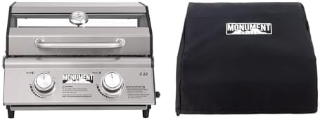 Monument Grills Clearview® 2-Burner Tabletop Propane Gas Grill for Outdoor Portable Camping Cooking with BBQ Cover(2 items)