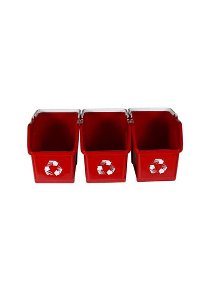 6 Gallon Stackable Recycling Bins for Homes, Garages, Offices Made of 100% Recycled Plastic - (Red, 3 Pack)
