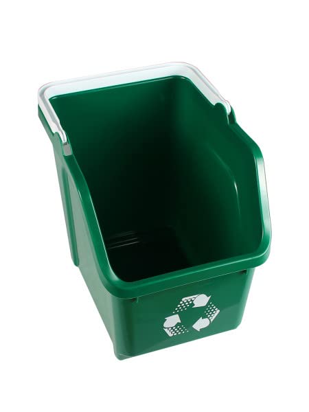 6 Gallon Stackable Recycling Bins for Homes, Garages, Offices Made of 100% Recycled Plastic - (Green, 1 Pack)