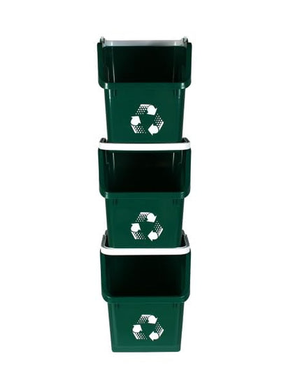 6 Gallon Stackable Recycling Bins for Homes, Garages, Offices Made of 100% Recycled Plastic - (Green, 20 Pack)