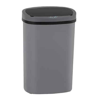 Automatic Motion Sensor Bathroom Trash Can with Lid, 13 Gallon Touchless Trash Bin, Smart Dog Proof Garbage Can, Touch Free Waste Basket for Toilet, Office, Bedroom,Gray