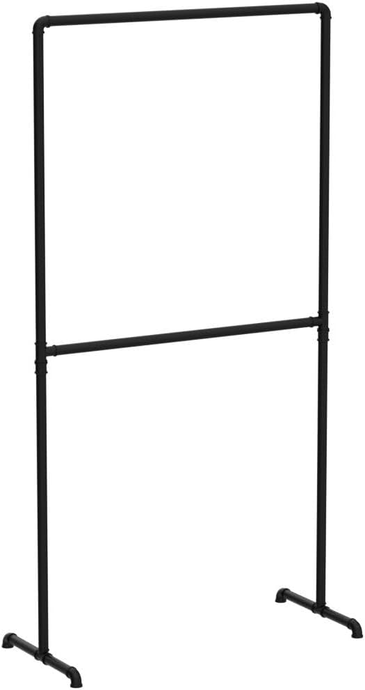 pamo Industrial Pipe Clothing Rack with Shelf - 130 lbs Capacity - Free Standing Clothes Rack and Walk In Closet for Wardrobe