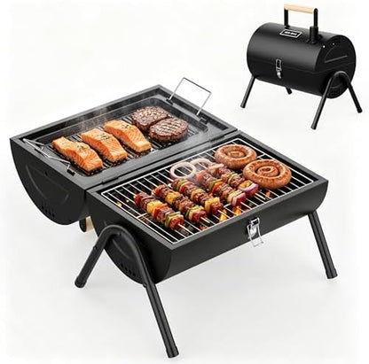 KEYO GRILL Portable Charcoal Grill, 2-in-1 Double-Sided