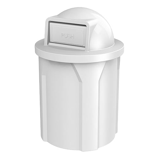42 Gallon Circle 100% Recycled Plastic Heavy Duty Outdoor Commercial Trash Can with Push Open Dome Lid and Internal Liner | Great for Schools and Businesses - White