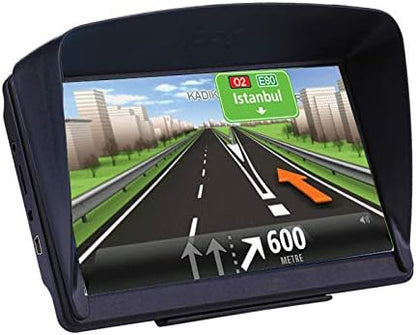 GPS Navigator for Car Truck RV, Latest 2025 Map, 7 inch Touch Screen Real Voice Spoken Turn-by-Turn Direction Reminding Navigation System for Cars, Vehicle GPS with Speed and Red Light Warning