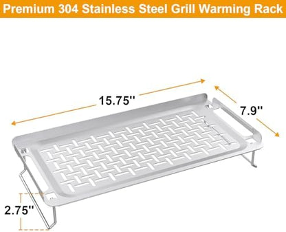 Griddle Warming Rack for Weber Slate 36 30 28 Inch Rust-Resistant Griddle, Stainless Steel Grill Warming Rack for Blackstone 17 22 28 36 Inch Charbroil Camp Chef and Most Flattop Griddle Accessories
