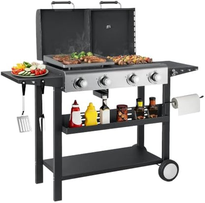 SKOK 4 Burner 3-in-1 Charcoal/Gas/Griddle Combo Outdoor Grill