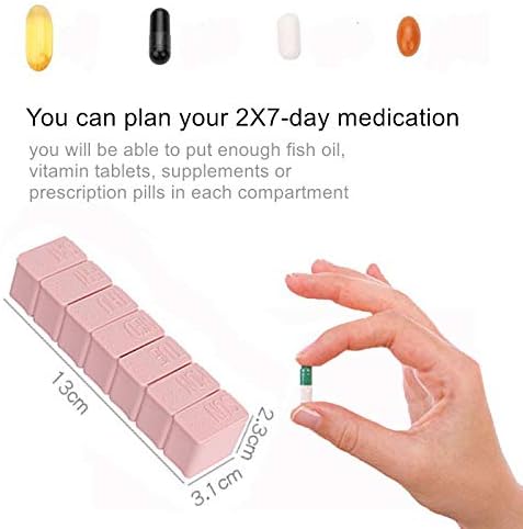 4Pack Weekly Pill Organizer,Small 7 Days Pill Cases Travel Daily Pill Box for Fish Oil, Calcium Tablets Supplements and Other Vitamin Pill