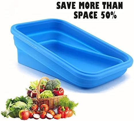 4 Pack Collapsible Silicone Food Containers Storage Lunch Bento Box with Lid BPA Free for Camping, Hiking (Blue, 4PC)