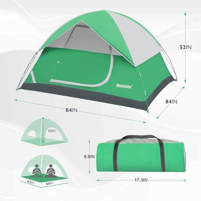Camping Tent, Waterproof 2/3/4 Person Tents for Camping, Lightweight Easy Set Up Outdoor Hiking Tent Backpacking Tent with Carry Bag, Backpack Tent Suit for Family Beach Hiking Travel