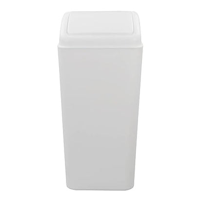 4.2 Gallon Plastic Swing Lid Trash Can, Small Garbage Can with Swing Top Lid, White