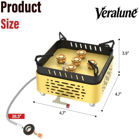 Veralune Portable Dual Fuel Camping Stove, Lightweight Camp Stove, 9800W Powerful Camping Gas Stove with Carrying Box, Piezo Ignition, Windproof, for Outdoor Camping Cooking Hiking and Picnic