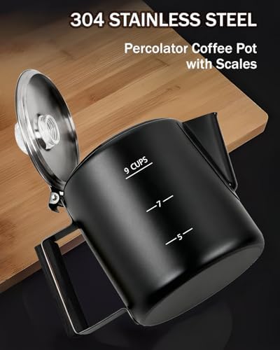 Coffee Maker 9 Cup Coffee Percolator 304 Stainless Steel Pot
