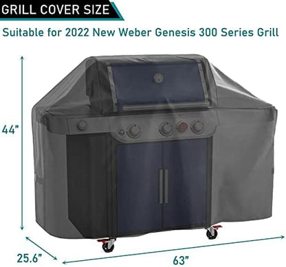 ZJYWSCH Grill Cover for New 2022 Weber Genesis 300 Series 3-Burner Gas Grill Outdoor Waterproof, 7757 for Genesis E-325s EPX-335 EX-325s S-325s SP-E-335 E-335 S-335 SX-335 SP-E-325s
