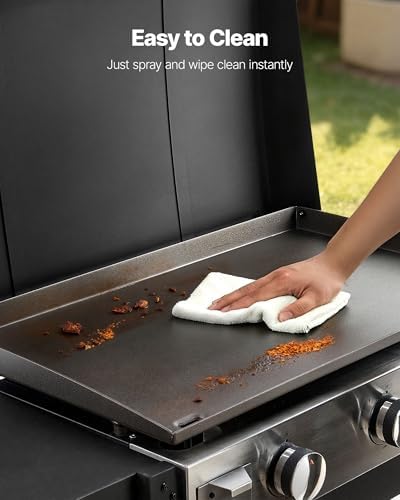VEVOR Gas Griddle, 3-Burner Flat Top Grill, Propane Griddle with Wheels, Lid, 33000 BTU Outdoor Flat Top Grills for Pan-Frying, Grilling, Stir-Frying, & BBQ, Pulse Ignition, Removable Top Design