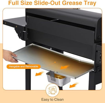 4-Burner Propane Gas Grill with Cast Iron Grates, 38200 BTU output,Foldable Side Shelves for Portable Outdoor Patio Camping, Black (4 burner)
