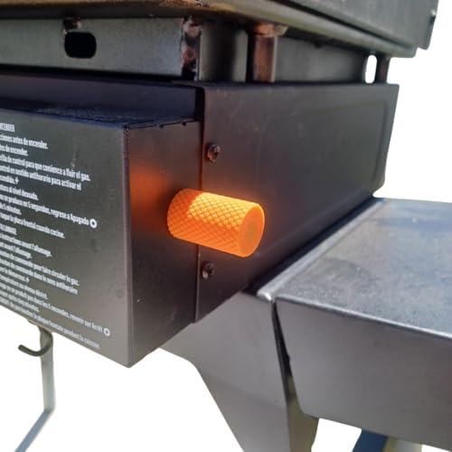 FuelGuard Cap 9/16"-18 Magnetic Gas Inlet Cover Fits Blackstone 17" & 22″ Tabletop Griddle – Bright Orange Knurled Propane Port Protector for Transport & Storage | by Blue Bison Builds