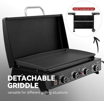 Royal Gourmet PD4001 4 Burner Propane Gas Griddle, Removable Standing Cart
