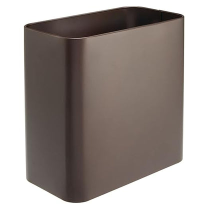 mDesign Small Metal 2.4 Gallon/9 Liter Trash Can Wastebasket Garbage Bin for Bathroom, Slim Rubbish Waste Bin Trashcans for Master/Guest Bath, Mirri Collection, Bronze