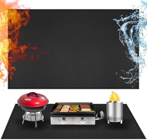 Heat Resistant Mats for Countertop fits Tabletop Grill, 42x24x0.04in, Black
