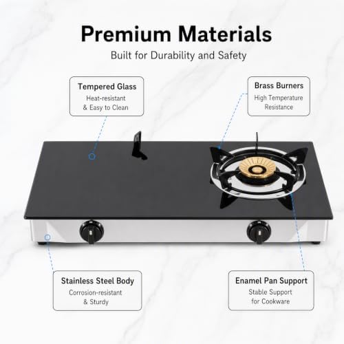 Propane Gas Cooktop, 2 Burners Portable Gas Outdoor Stove Tempered Glass Double Auto Ignition, Outdoor/Indoor Camping Burner LPG for Backyard Kitchen, Grill, Hiking Cooking, Outdoor (Style A)