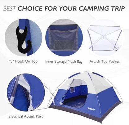 Camping Tent, Waterproof 2/3/4 Person Tents for Camping, Lightweight Easy Set Up Outdoor Hiking Tent Backpacking Tent with Carry Bag, Backpack Tent Suit for Family Beach Hiking Travel