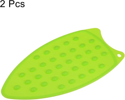 HARFINGTON 2pcs Silicone Iron Rest Pad, Multipurpose Iron Hot Resistant Mat Iron Rest Plate for Ironing Board Hot Heat Resistant Steam Compact Mat, Green