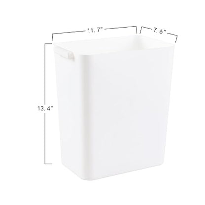 4.5 Gallon Deskside Plastic Wastebasket Rectangular, Open Garbage Container Basket for Office and Home, 3 Packs, White