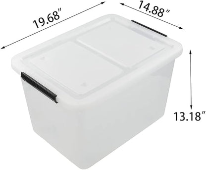 Asking 4-Pack Clear Large 50 L Plastic Storage Boxes, Plastic Storage Bins with Wheels