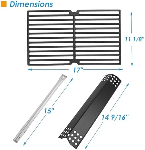 Replacement Parts for Nexgrill 720-0896B 720-0896E 720-0896C 720-0896X Deluxe 6-Burner Gas Grills, Cooking Grate, Heat Shield Tent and Burner for Nexgrill Replacement Parts 6 Burner