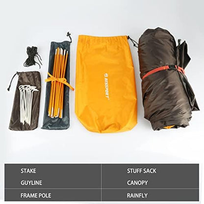 Bessport Camping Tent 1/2 Person Tent Waterproof Two Doors Backpacking Tent Easy Setup Lightweight for Outdoor, Hiking Mountaineering Travel