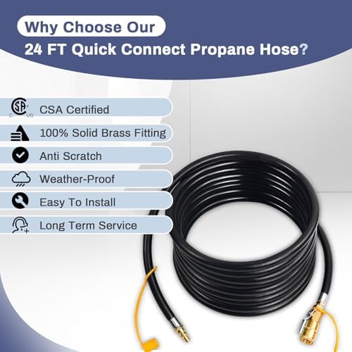 Upgraded 24FT RV Quick Connect Propane Hose for RV to Grill