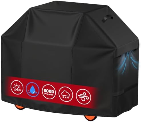 iCOVER Grill Cover 60 inch, BBQ Grill Cover for Outdoor Grill, 600D Heavy Duty Waterproof BBQ Cover, Anti-UV and Rip-Proof Barbecue Cover, Gas Grill Cover for Weber, Char-Broil, Nexgrill, etc