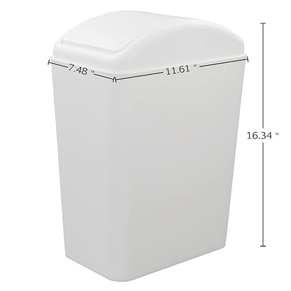 4.2 Gallon Plastic Swing Lid Trash Can, Small Garbage Can with Swing Top Lid, White