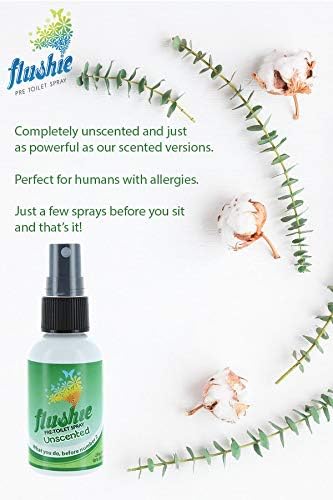 Flushie Pre-Toilet Spray for Poop Travel Size Toiletries Bathroom Spray for Poop Spray for Toilet Deodorizer Traveling Essentials Poop deodorizer Poop Odor eliminator… (Unscented, 1oz 4pack)