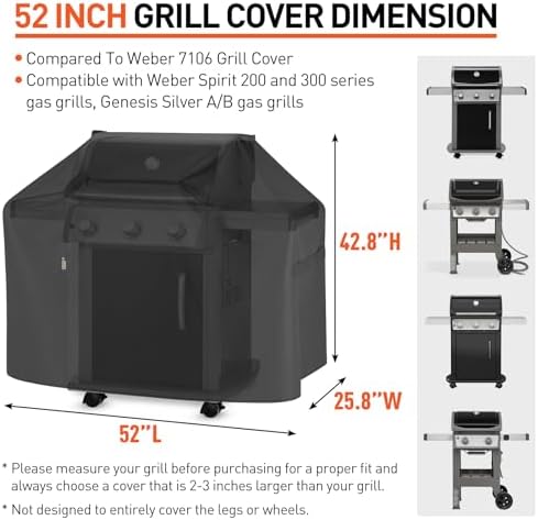 Arcedo Grill Cover 52 Inch Compatible with Weber Spirit 200 and 300 Series