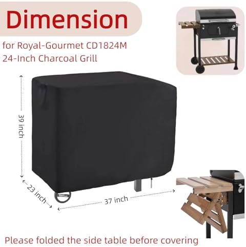 Charcoal Grill Cover for 24 in Royal Gourmet CD1824M Grill with Side Table